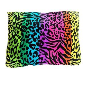 Lisa Frank Inspired Rainbow Leopard Print Decorative Pillow